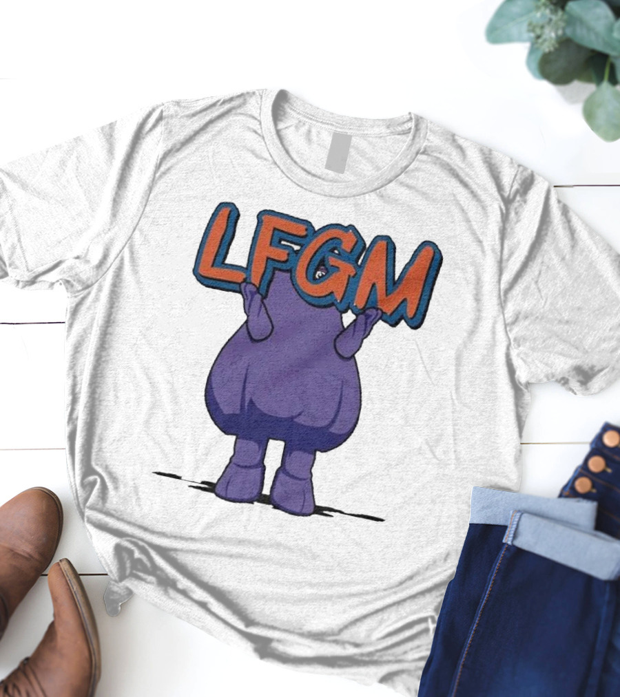 Grimace LFGM New York Mets Character Holding Letters T-Shirt