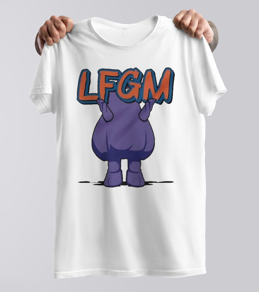 Grimace LFGM New York Mets Character Holding Letters T-Shirt