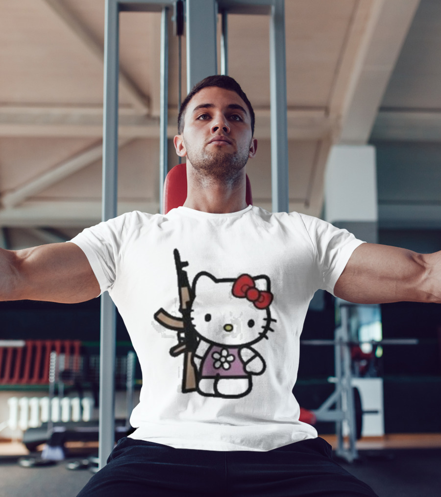 Hello Kitty Holding AK-47 Rifle T-Shirt