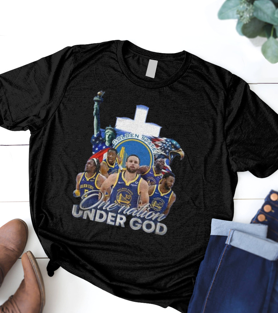 Golden State Warriors One Nation Under God Statue Of Liberty Eagle T-Shirt