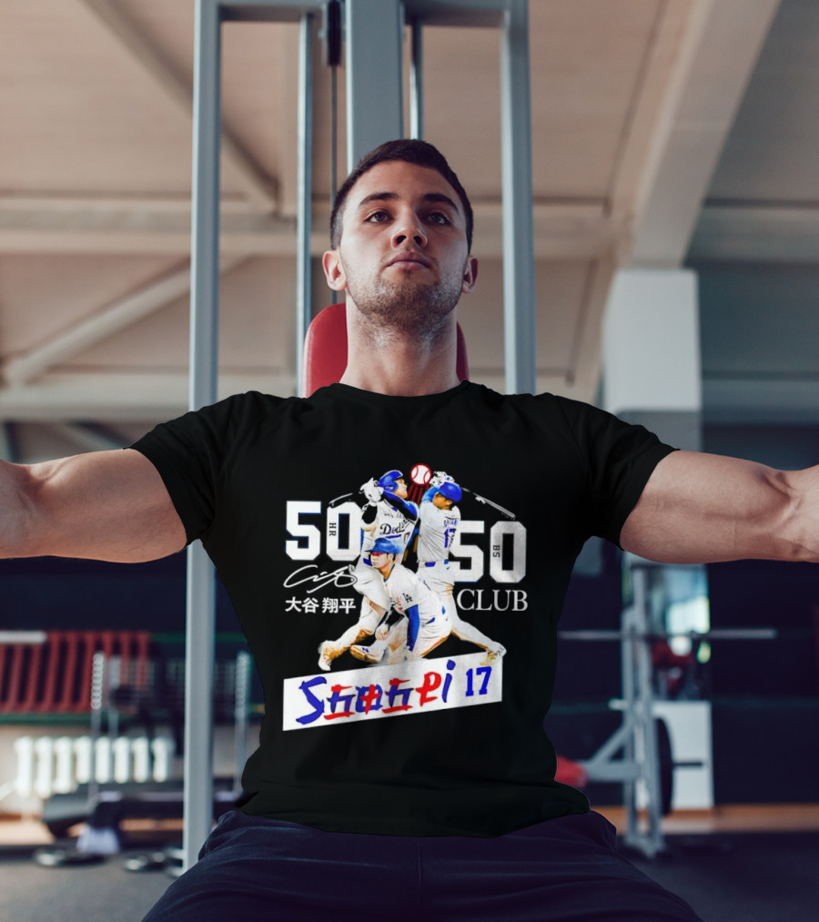 Shohei Ohtani 50 HR 50 SB Club Signature Dodgers 17 T-Shirt