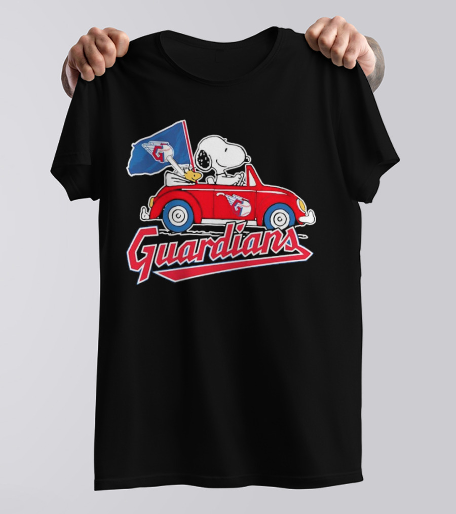 Snoopy And Woodstock Driving Guardians Car Cleveland Guardians T-Shirt