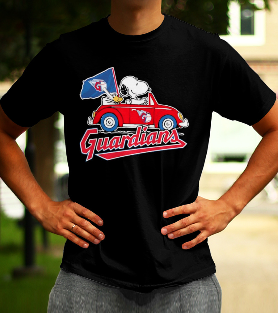 Snoopy And Woodstock Driving Guardians Car Cleveland Guardians T-Shirt