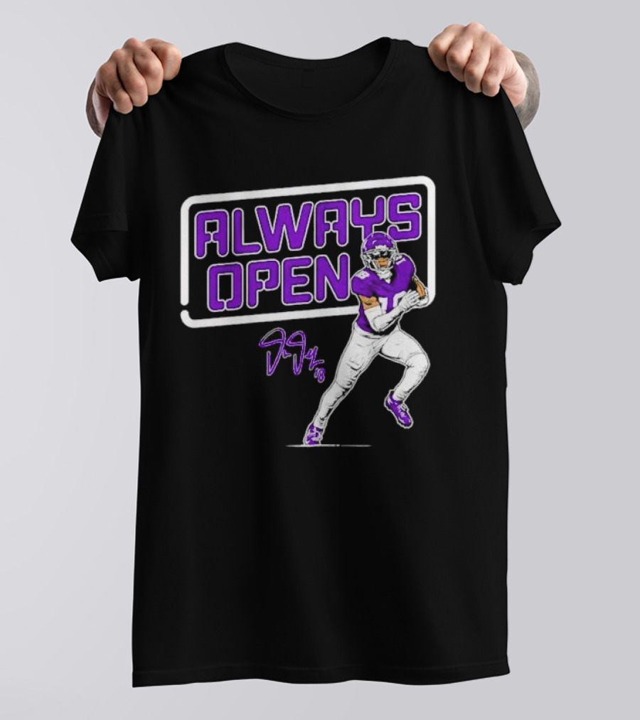 Always Open Justin Jefferson Minnesota Vikings 18 Signature T-Shirt