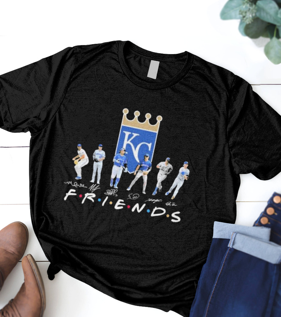 Friends Kansas City Royals Players KC Logo Signatures T-Shirt