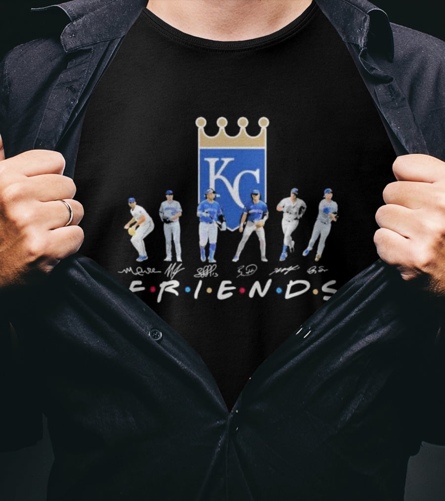 Friends Kansas City Royals Players KC Logo Signatures T-Shirt