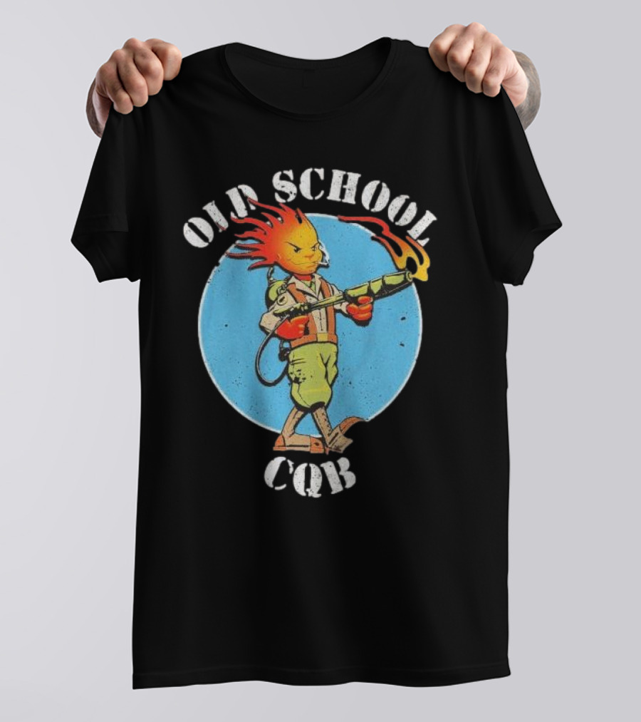 Old School CQB Flamethrower Cartoon Character T-Shirt