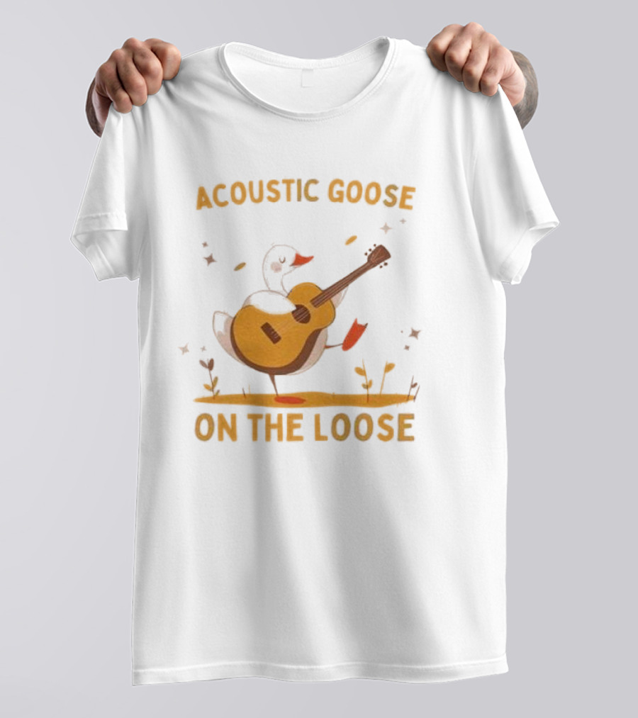 Acoustic Goose On The Loose Silly Meme Goose Playing Guitar T-Shirt
