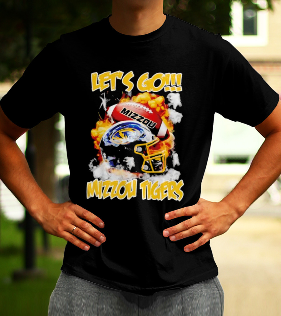 LET'S GO MIZZOU TIGERS FOOTBALL HELMET FIREBALL T-Shirt