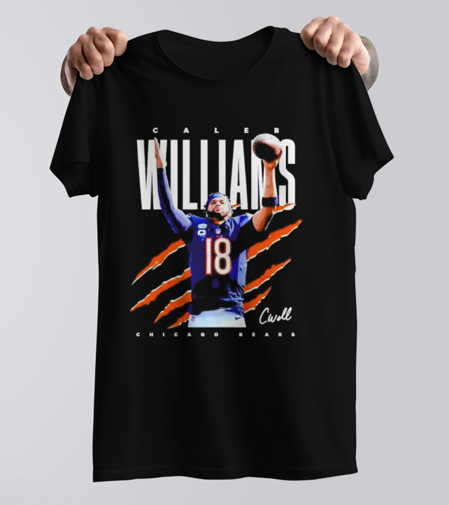 Caleb Williams Chicago Bears Number 18 Football CWell Signature T-Shirt