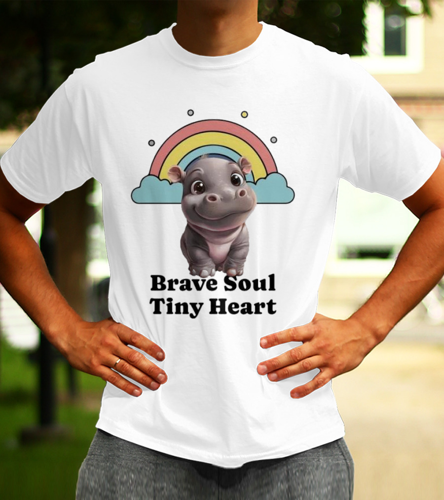 Brave Soul Tiny Heart Hippo With Rainbow T-Shirt