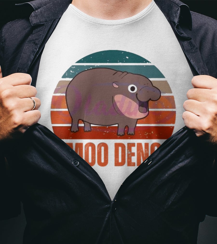 Retro Sunset Moo Deng Pygmy Hippo T-Shirt