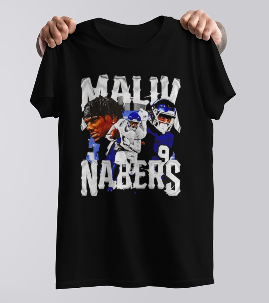 Malik Nabers New York Giants Football Player Collage T-Shirt