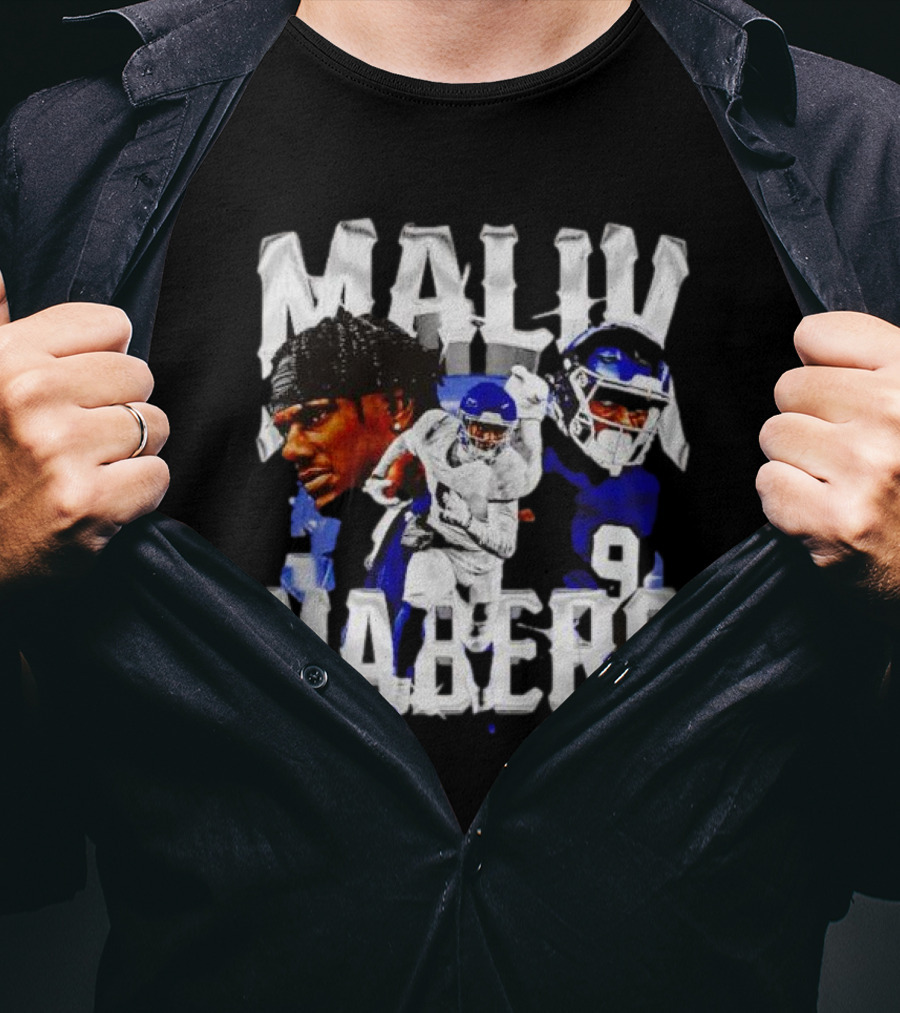 Malik Nabers New York Giants Football Player Collage T-Shirt