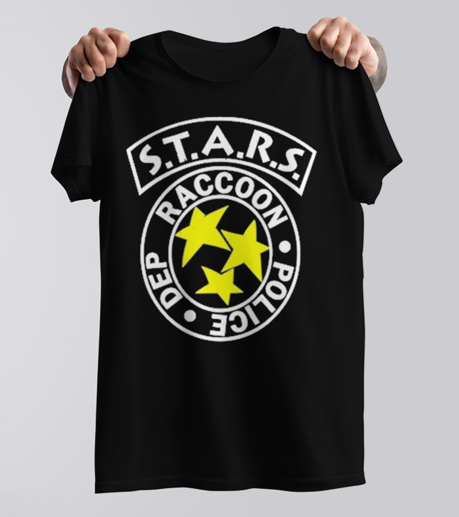 S.T.A.R.S. Raccoon Police Department Logo With Yellow Stars T-Shirt