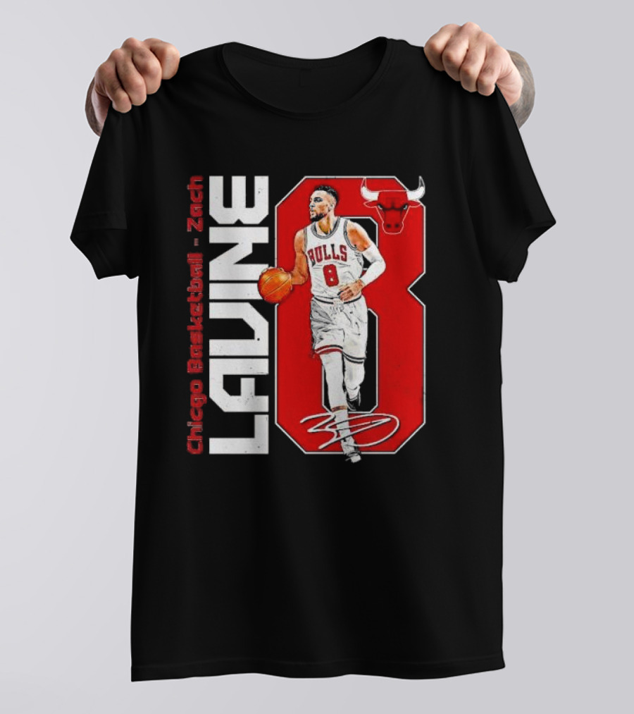 Zach Lavine Chicago Basketball Bulls Number 8 Signature T-Shirt
