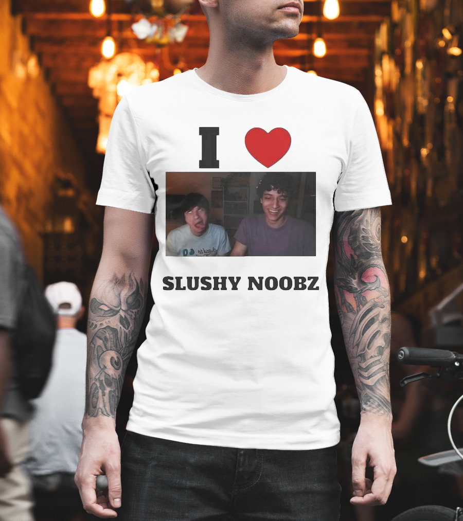 I Love Slushy Noobz Funny Duo Smiling Photo T-Shirt