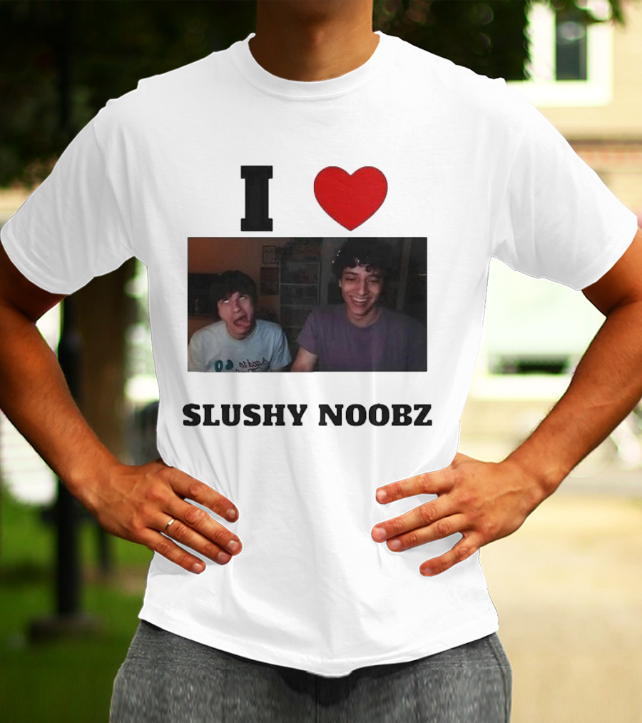 I Love Slushy Noobz Funny Duo Smiling Photo T-Shirt