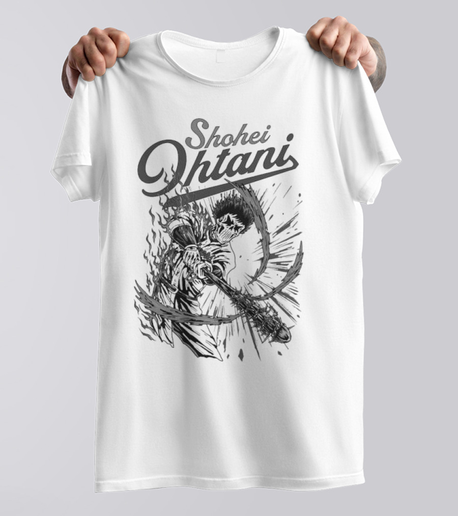 Shohei Ohtani Skeleton Manga Black And White Dynamic Action T-Shirt