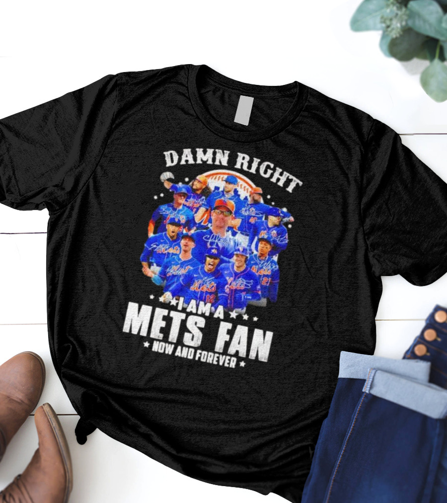 Damn Right I Am A New York Mets Fan Now And Forever Baseball Passion T-Shirt