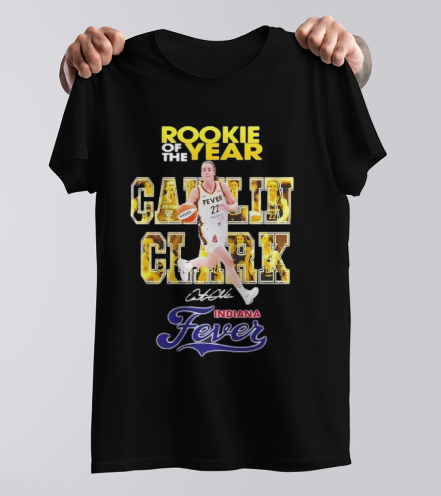 ROOKIE OF THE YEAR CAITLIN CLARK INDIANA FEVER 22 SIGNATURE T-Shirt