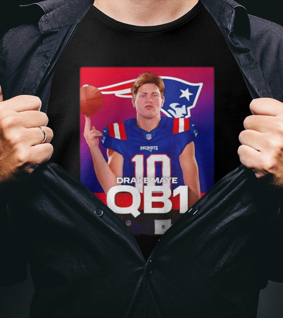 Drake Maye QB1 Era New England Patriots 10 Patriots T-Shirt
