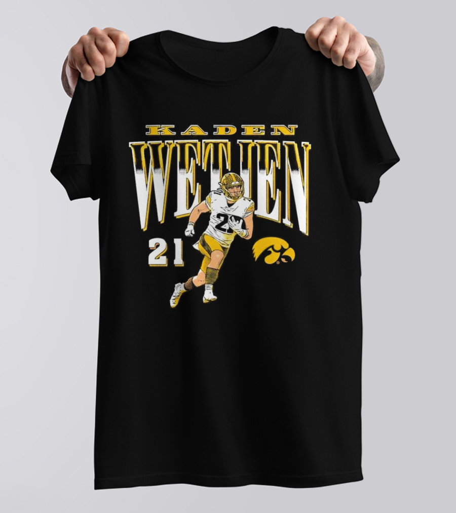 Kaden Wetjen Iowa Hawkeyes 21 Player Cartoon T-Shirt