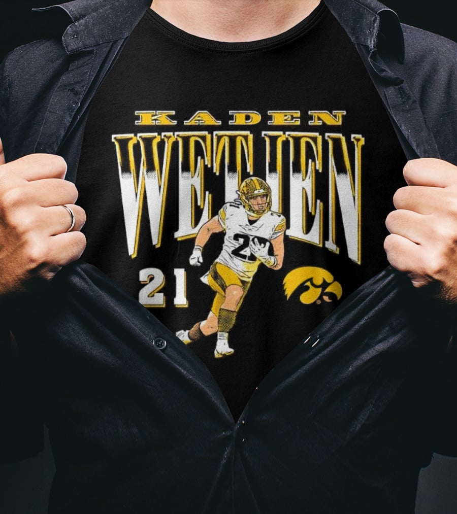 Kaden Wetjen Iowa Hawkeyes 21 Player Cartoon T-Shirt