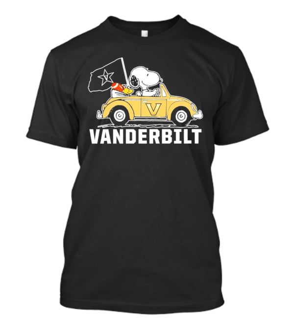 Snoopy And Woodstock Vanderbilt Commodores Driving Car T-Shirt