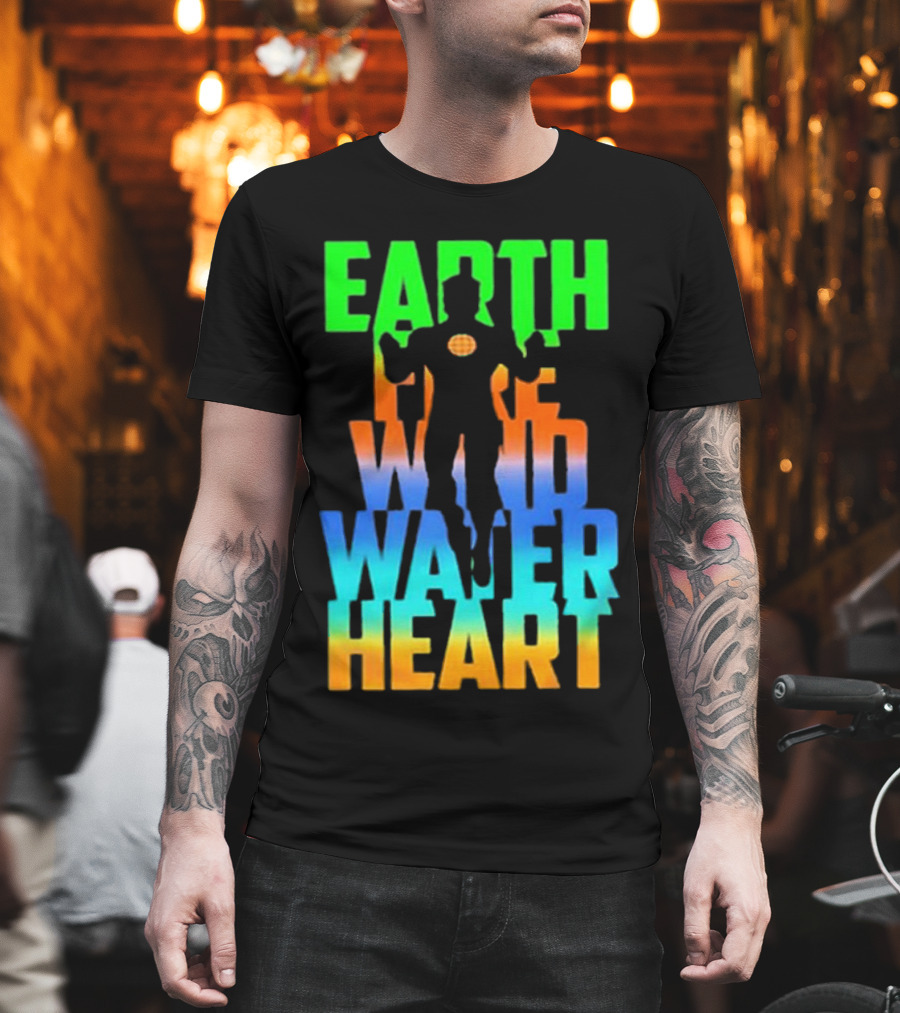 Earth Fire Wind Water Heart Captain Planet T-Shirt