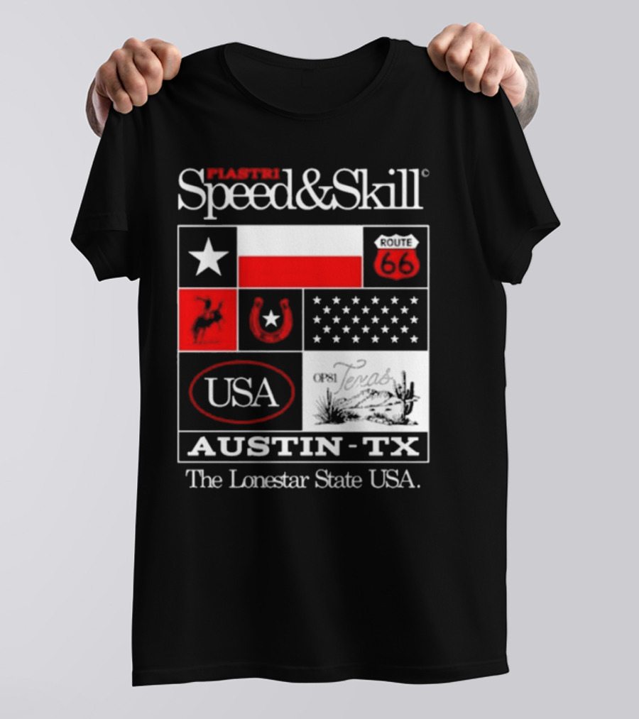 Piastri Speed And Skill Route 66 Austin TX The Lonestar State USA T-Shirt