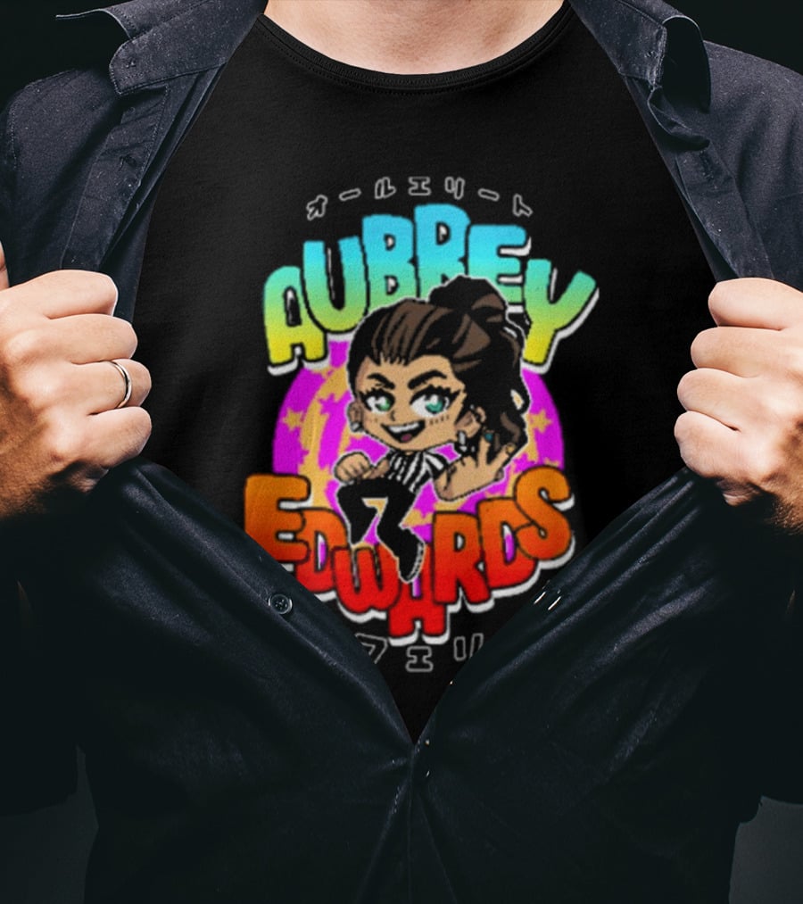 Aubrey Edwards All Elite Referee Japanese Style Cartoon T-Shirt