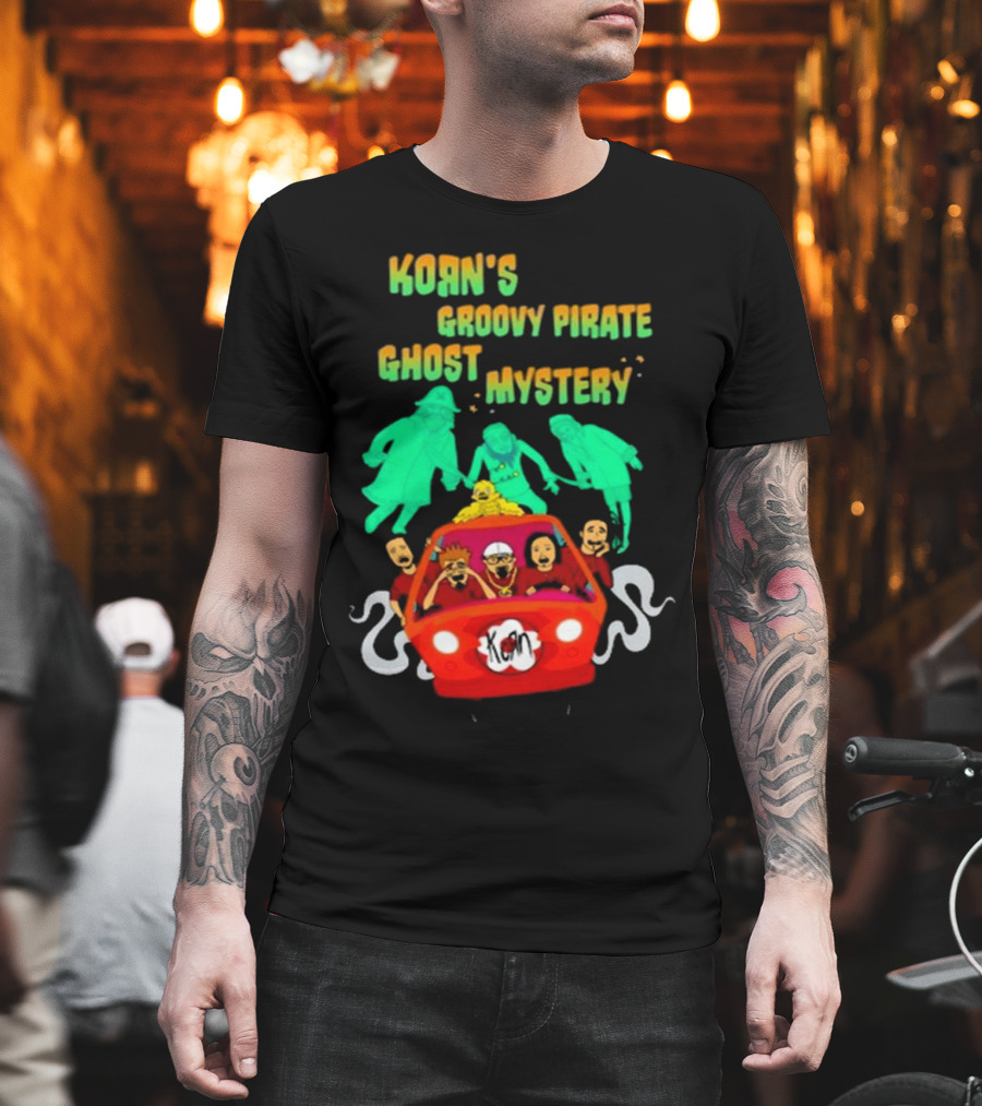 Korn Groovy Pirate Ghost Mystery Band In Red Van With Creepy Specters T-Shirt