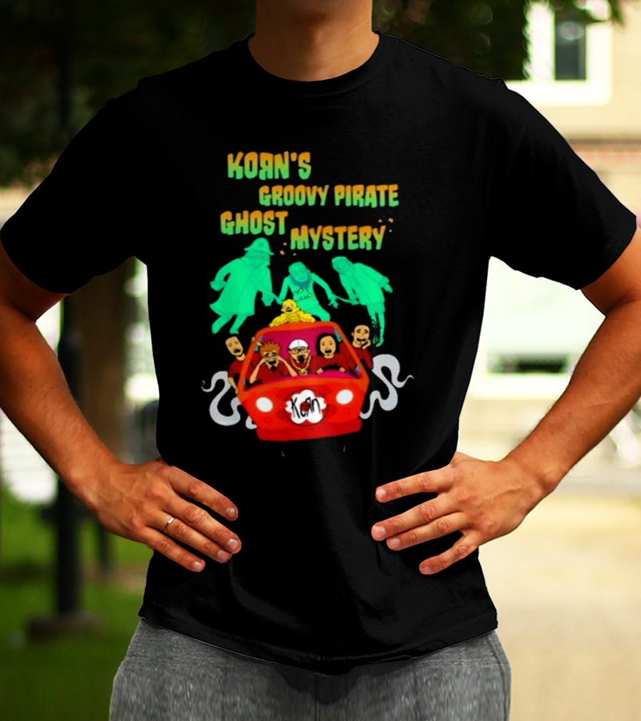 Korn Groovy Pirate Ghost Mystery Band In Red Van With Creepy Specters T-Shirt