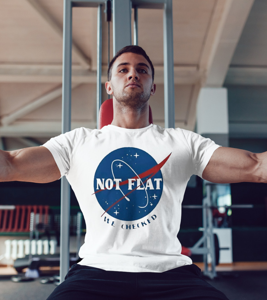 Not Flat We Checked Space Exploration Emblem T-Shirt