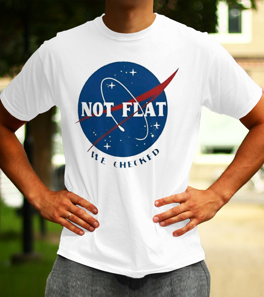 Not Flat We Checked Space Exploration Emblem T-Shirt