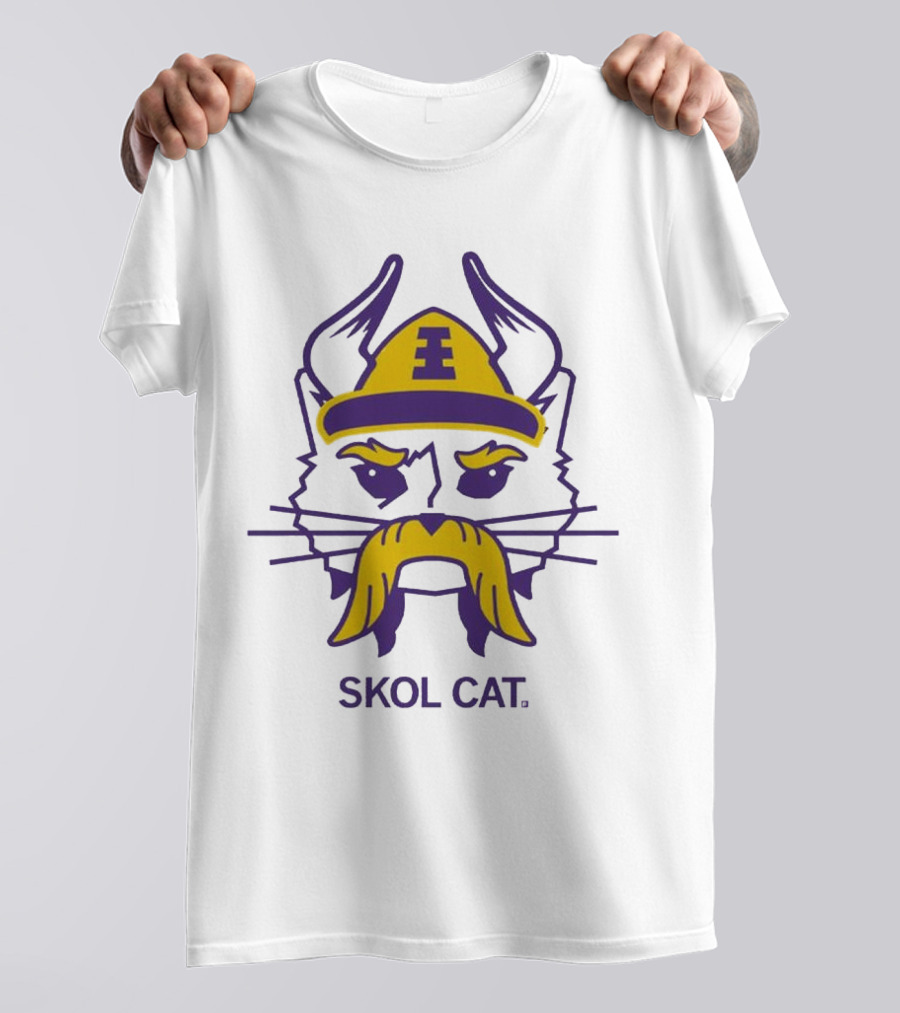 Skol Cat Viking Helmet Mustache Sports Enthusiast T-Shirt