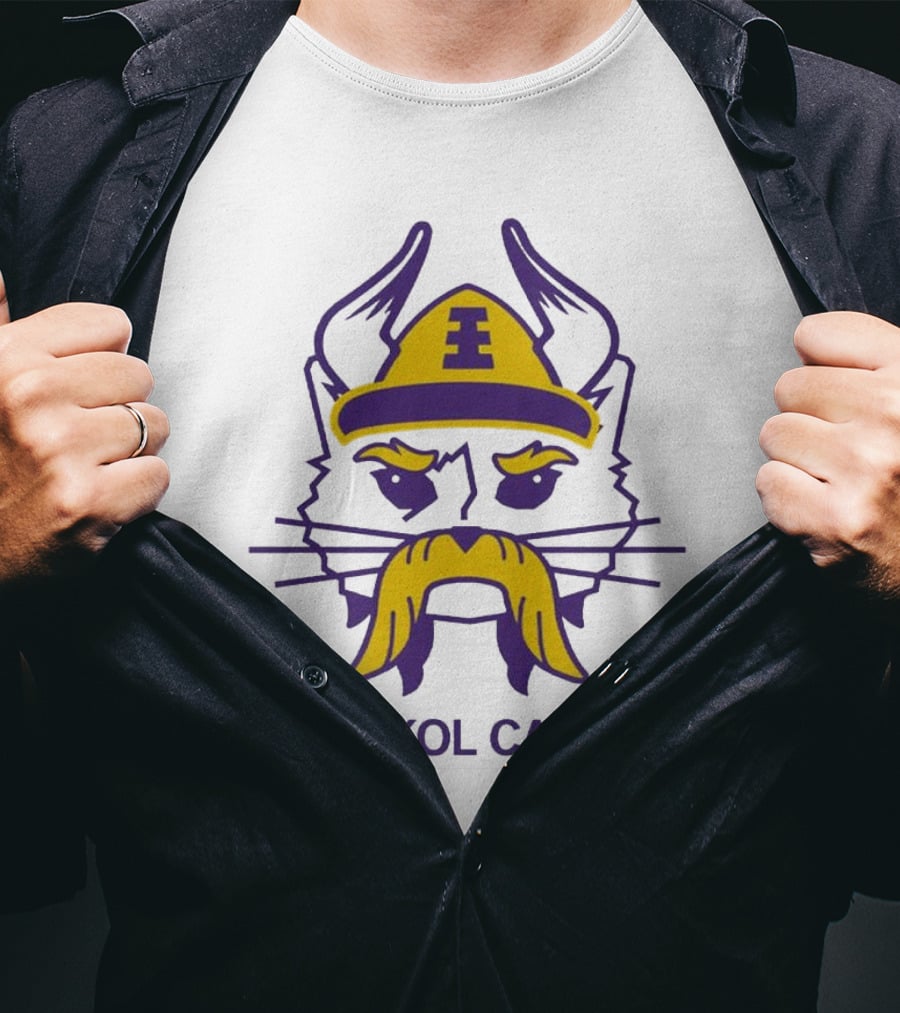 Skol Cat Viking Helmet Mustache Sports Enthusiast T-Shirt