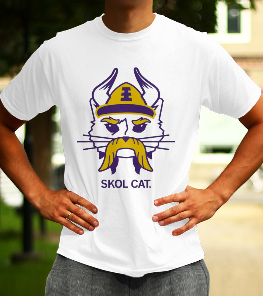 Skol Cat Viking Helmet Mustache Sports Enthusiast T-Shirt