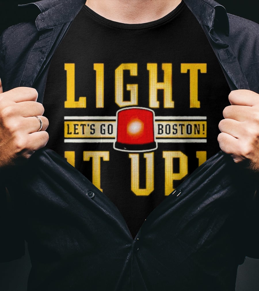 Light It Up Let's Go Boston Hockey Alarm Light T-Shirt