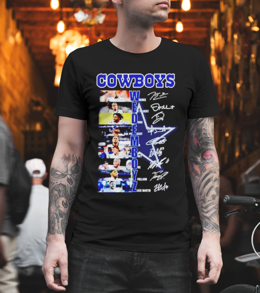 COWBOYS WE DEM BOYZ Dak Prescott DeMarcus Lawrence Trevon Diggs Brett Maher Tony Pollard CeeDee Lamb Zack Martin Dallas Players Signatures T-Shirt