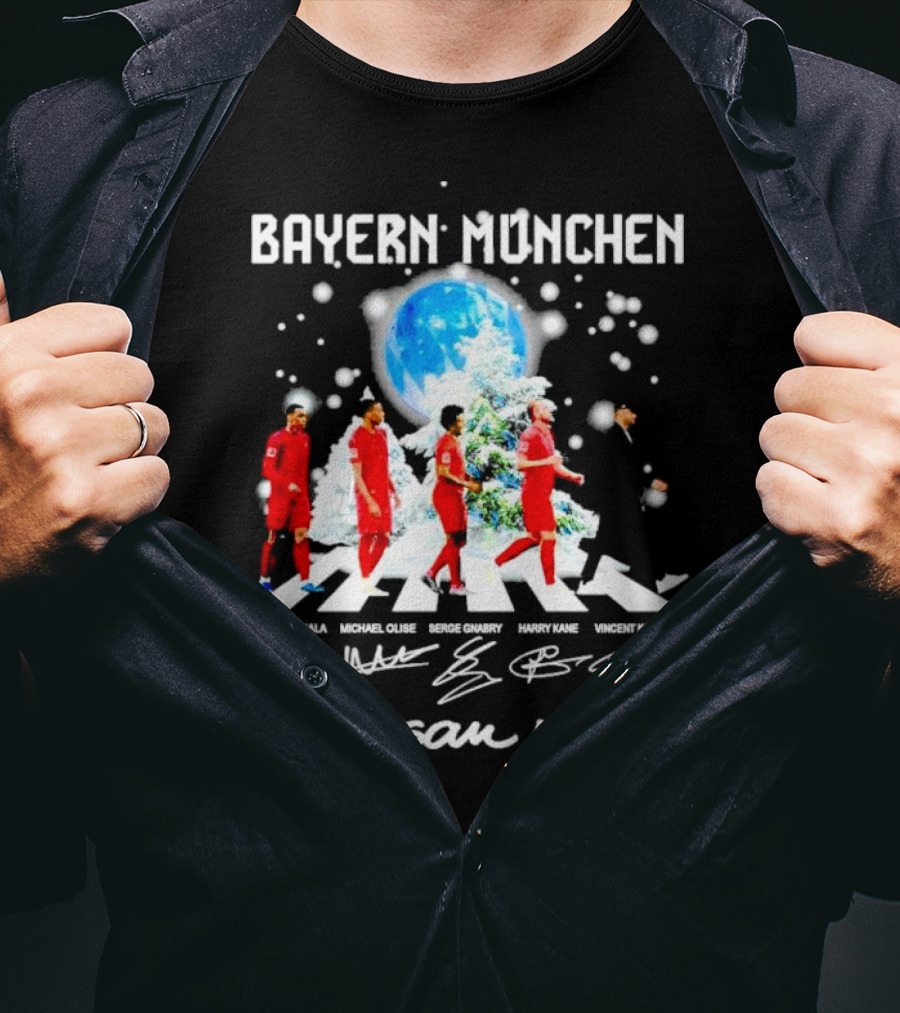 Bayern München Mia San Mia Abbey Road Jamal Musiala Michael Olise Serge Gnabry Harry Kane Vincent Kompany Christmas T-Shirt