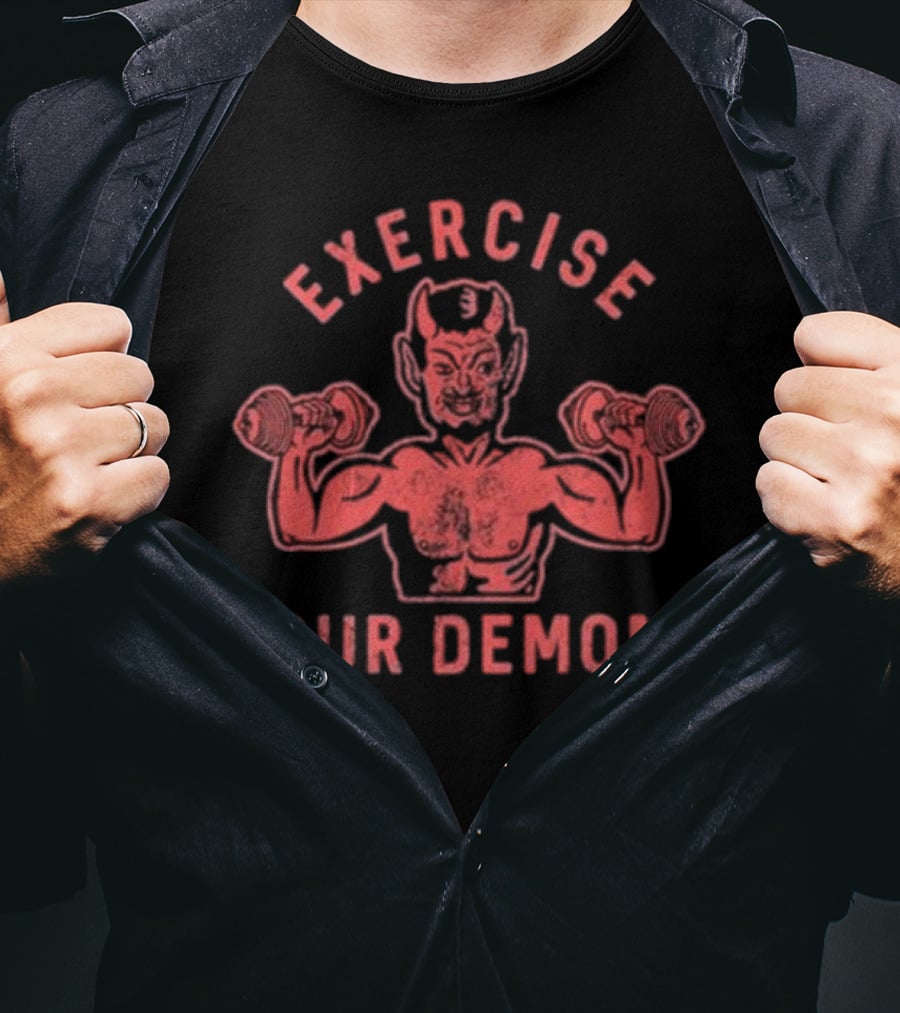 Ethan Buck Exercise Your Demons Devil Dumbbells T-Shirt