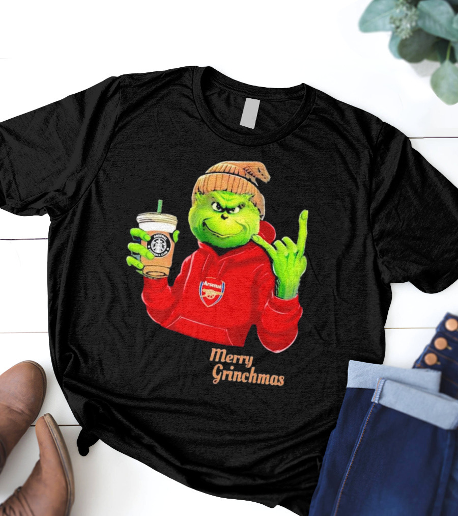 Grinch Arsenal FC Red Hoodie Merry Grinchmas Coffee Cup T-Shirt