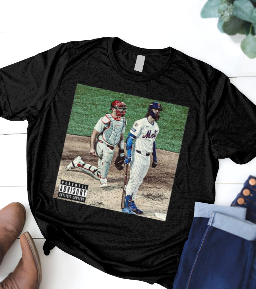 Mets Jesse Winker Parental Advisory Explicit Content Baseball Image T-Shirt