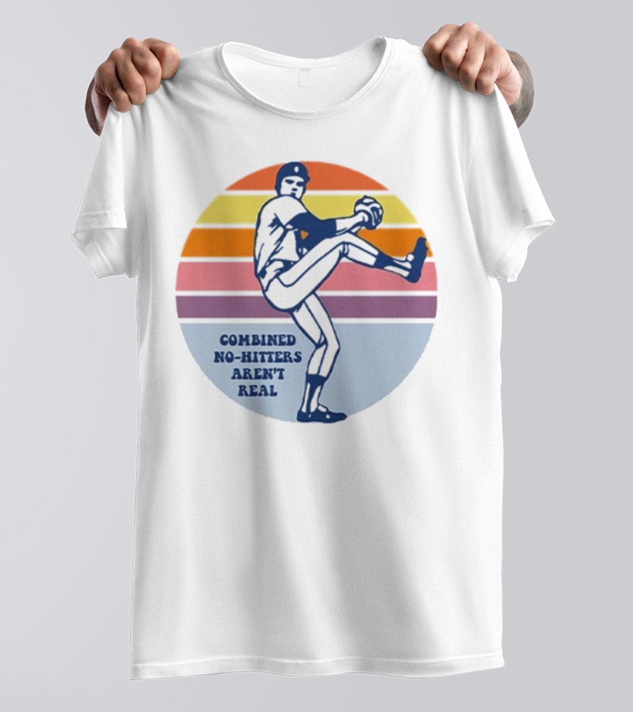 Combined No-Hitters Aren’t Real Vintage Baseball Pitcher Retro Stripes T-Shirt