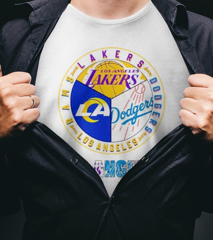 Los Angeles Rams Lakers Dodgers Circle Mashup T-Shirt