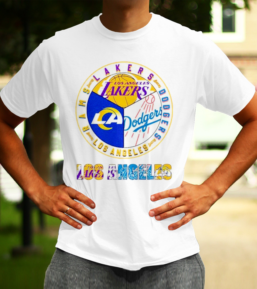 Los Angeles Rams Lakers Dodgers Circle Mashup T-Shirt