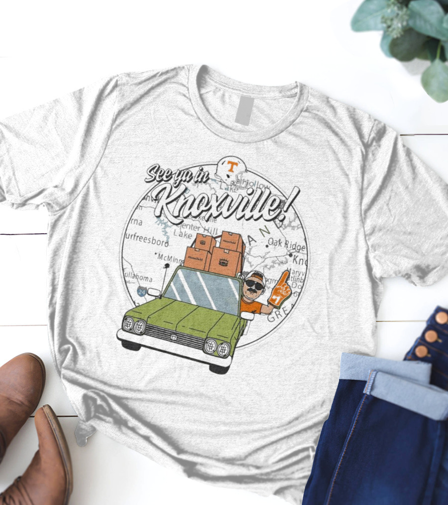 See Ya In Knoxville Tennessee Volunteers Football Fan Map T-Shirt