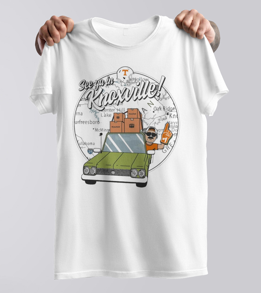 See Ya In Knoxville Tennessee Volunteers Football Fan Map T-Shirt